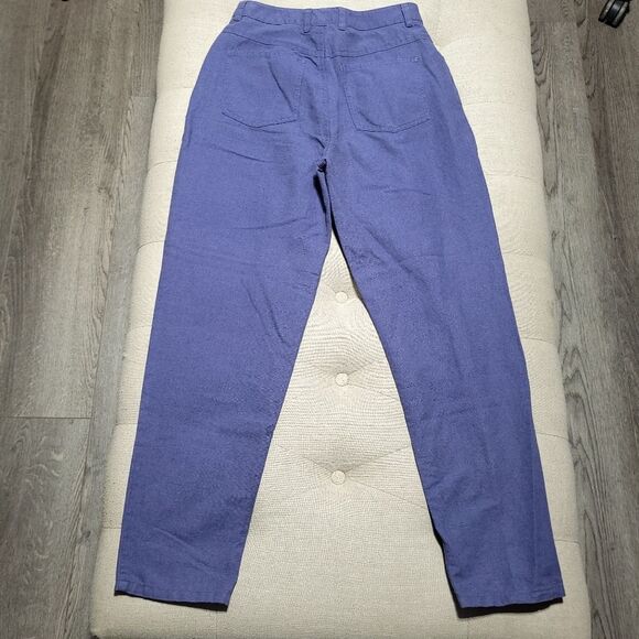 Vintage Talbots Petites Minimalist Navy Blue Irish Linen Blend Tapered Pants 8 - Picture 3 of 9